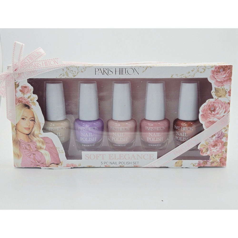 Paris Hilton Soft Elegance 5 PC Nail Polish Set Pink Purple Nude HM5523568 NEW